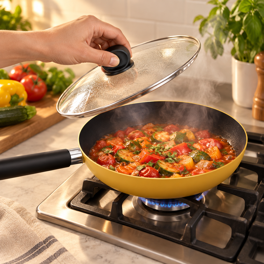 Multipurpose Cooking Pan simmering a vegetable dish