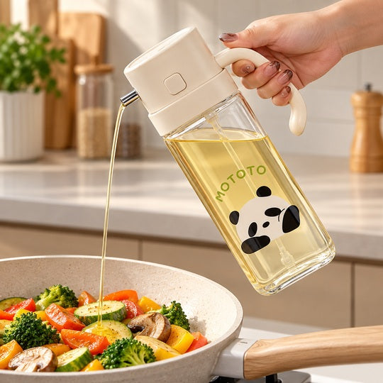 Controlled oil pour into pan
