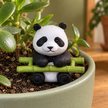 PandaPatch Planter Decor — bamboo-rail panda in a planter
