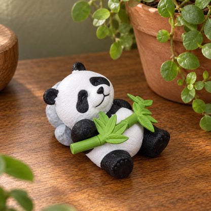PandaPatch Planter Decor — reclining panda with bamboo