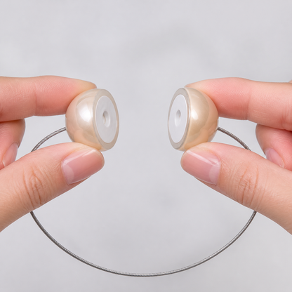 Close view of the two magnetic hemispherical clasp faces