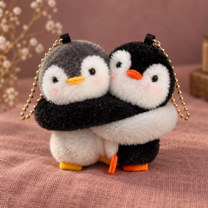 Penguin Hug Bag Charm — hugging pair
