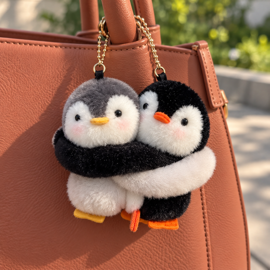 Penguin Hug Bag Charm — bag styling
