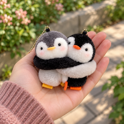Penguin Hug Bag Charm — handheld view