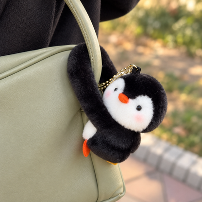 Penguin Hug Bag Charm — black penguin handle wrap