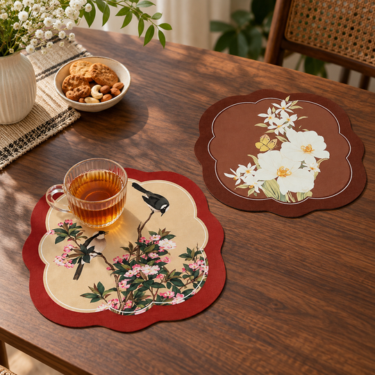 Petal Print Table Mats styled for home serving, view 3