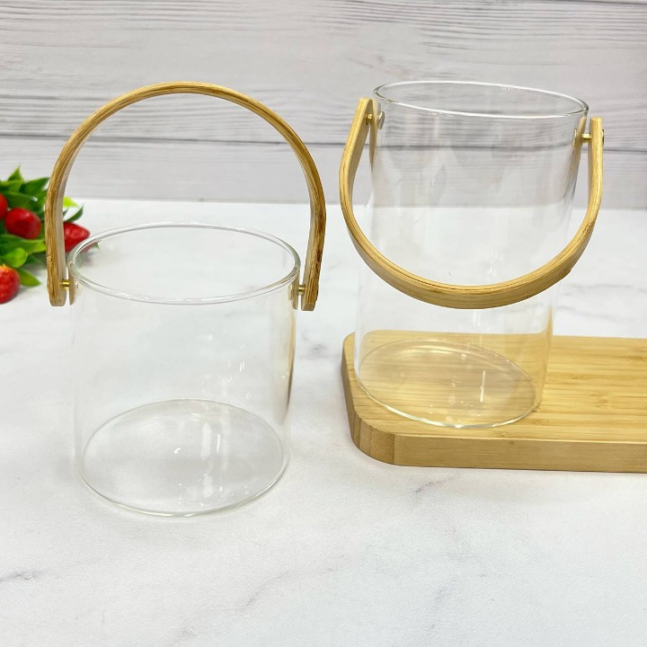 Bamboo Handle Glass Organizer Set