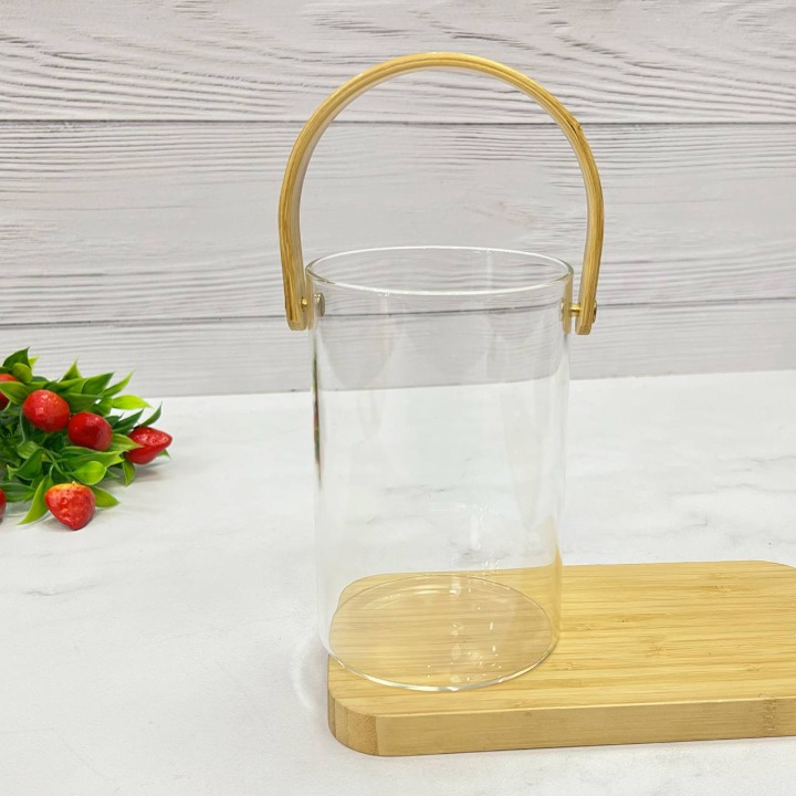 Bamboo Handle Glass Organizer Set