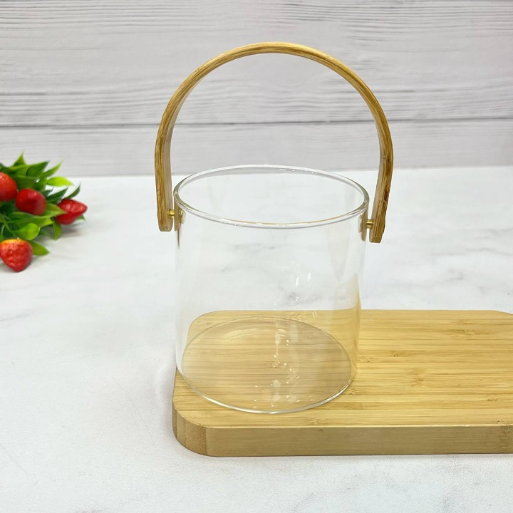 Bamboo Handle Glass Organizer Set