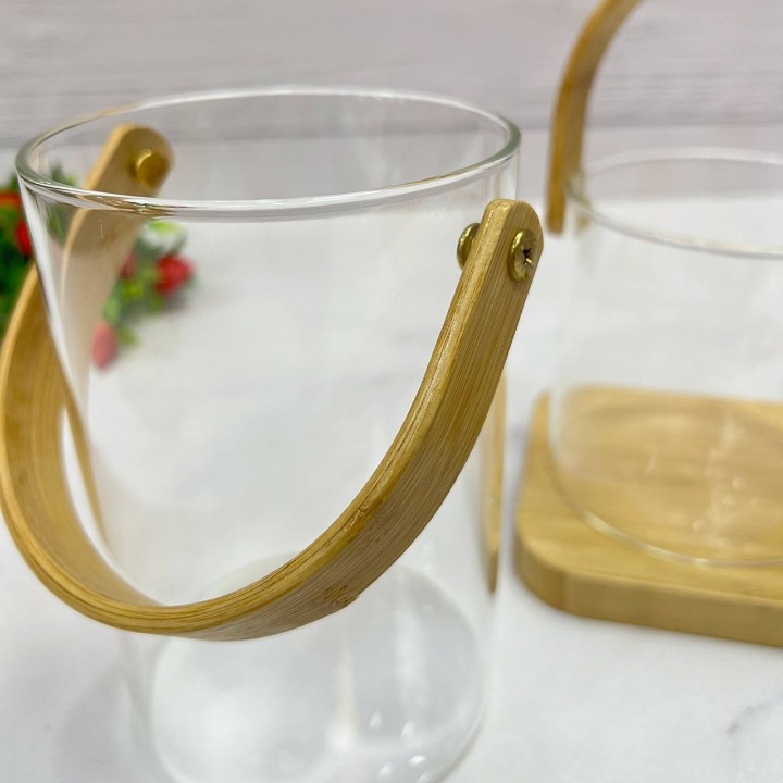Bamboo Handle Glass Organizer Set