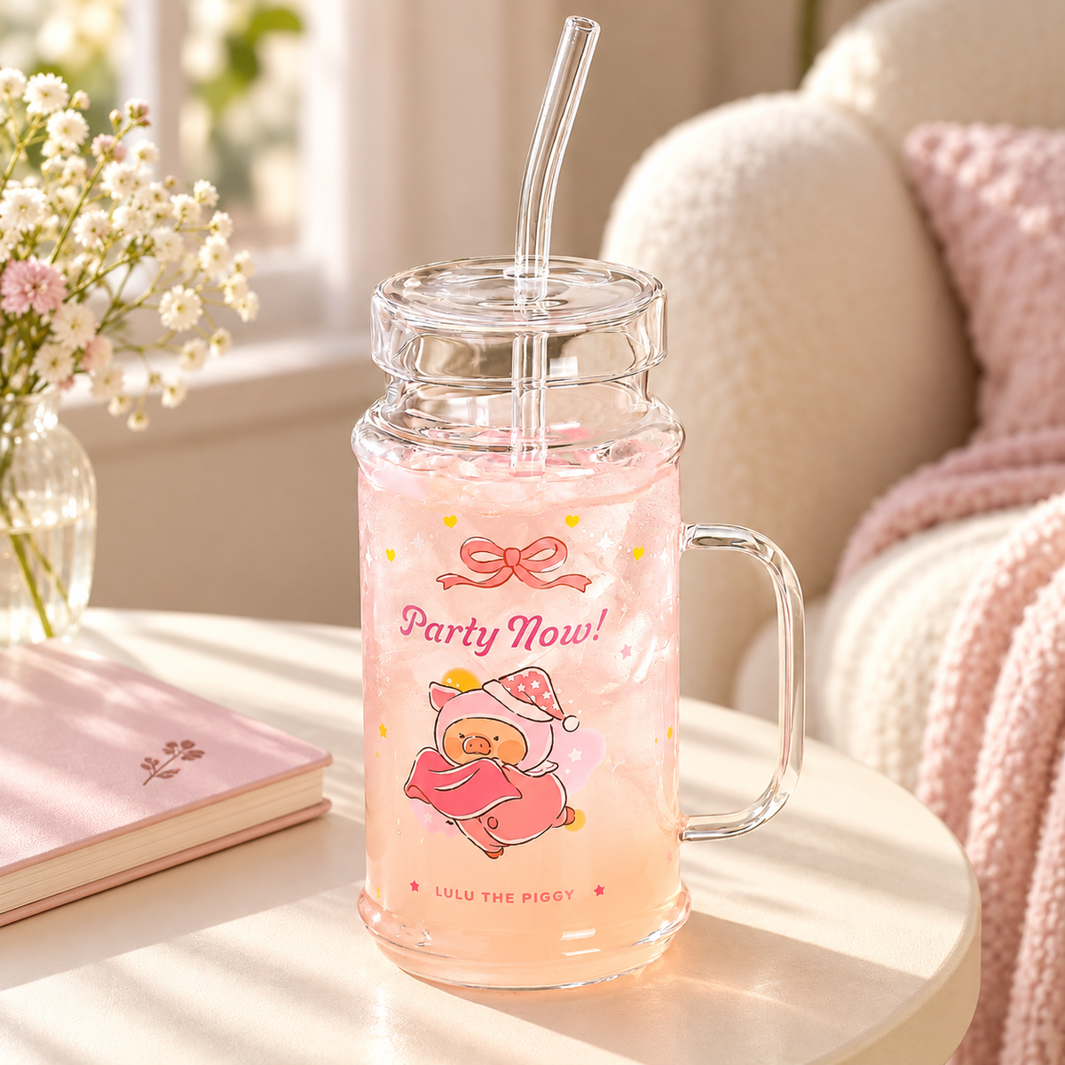 Piggy mug on a side table