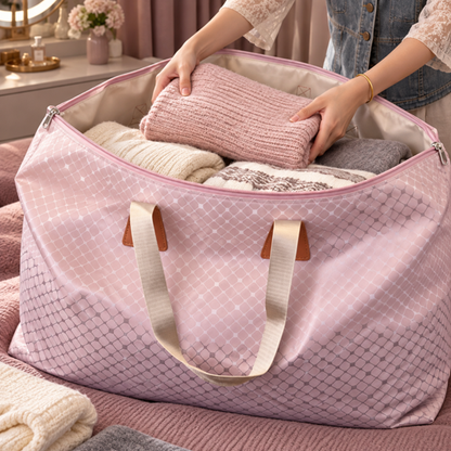 Pink Haven Carry Organizer open with folded clothing