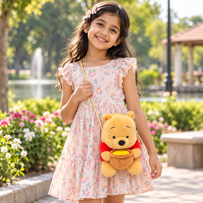 Pooh Sling Bag styled for a park outing