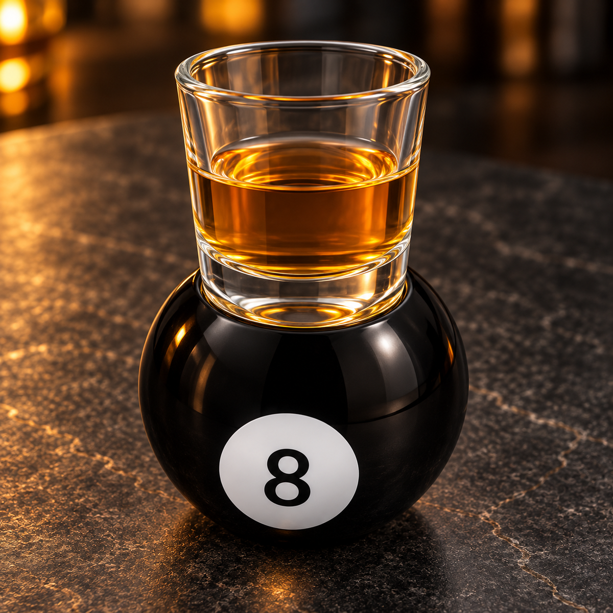 Pool Ball Shot Glass Set - Eight-ball detail