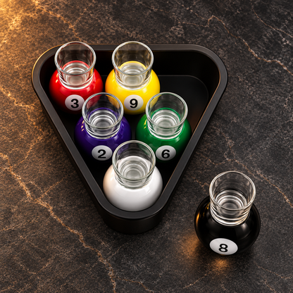 Pool Ball Shot Glass Set - Tray arrangement