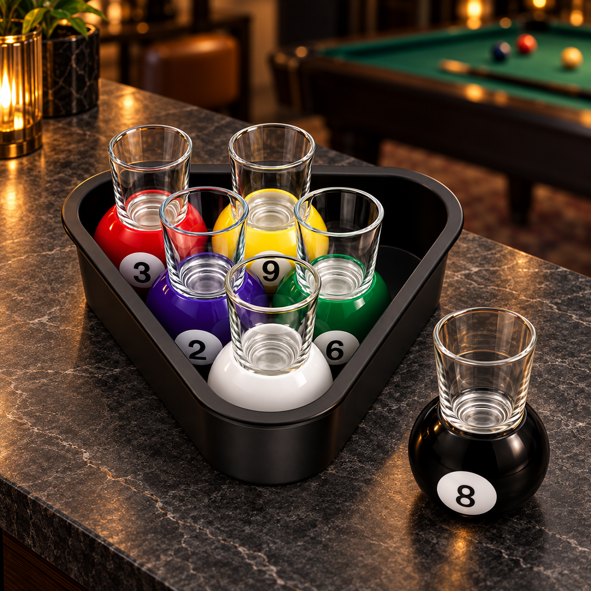 Pool Ball Shot Glass Set - Games corner