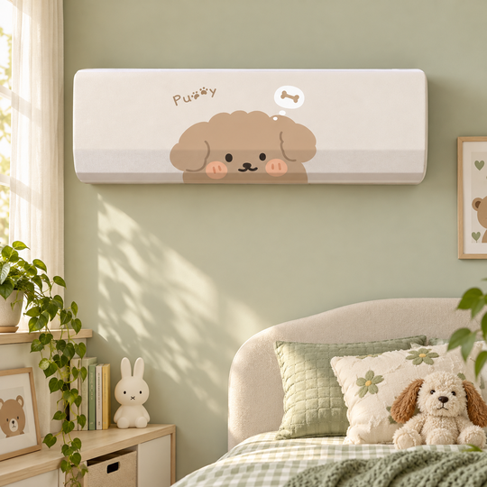 Puppy Print AC Cover in a child-friendly room