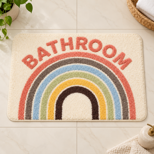Rainbow Bathroom Mat top view