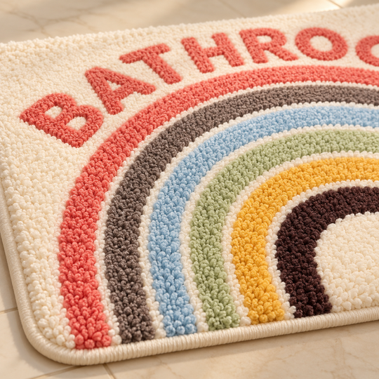 Rainbow Bathroom Mat raised tufted texture