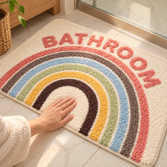 Rainbow Bathroom Mat soft touch detail