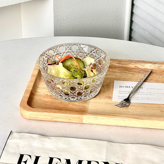 Crystal Pattern Serving Bowl with salad