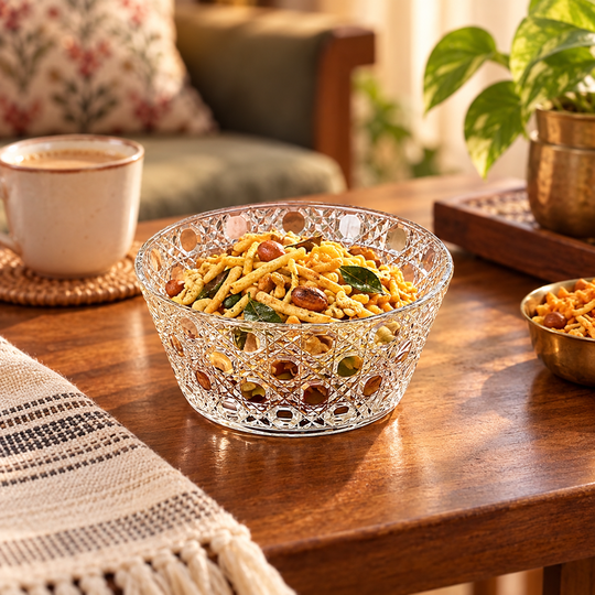 Crystal Pattern Serving Bowl with namkeen