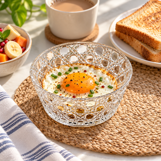 Crystal Pattern Serving Bowl at breakfast