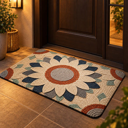 Rustic Daisy Door Mat in a warm evening entrance