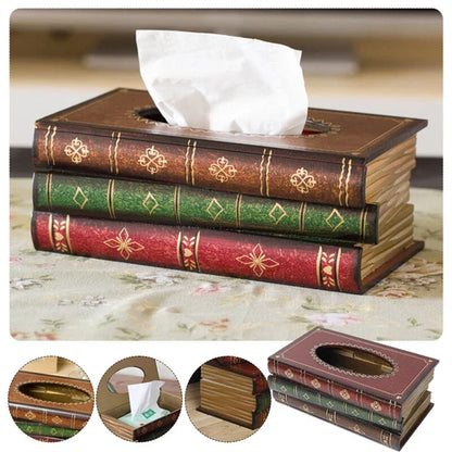 Antique Wooden Book Tissue Holder