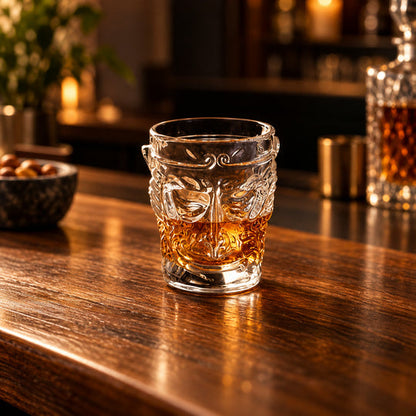 Sculpted Face Glass with beverage