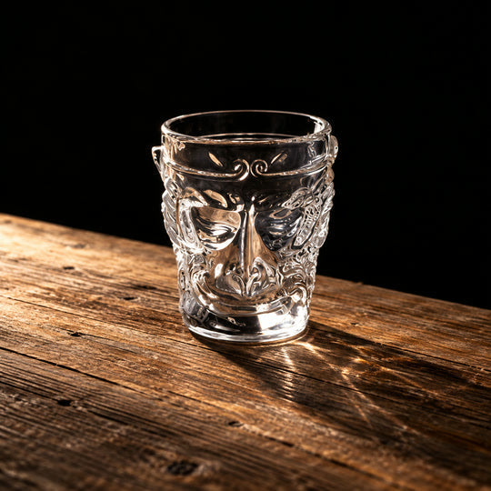 Sculpted Face Glass rustic presentation