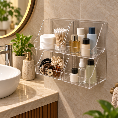 Space Saver Wall Organiser with bathroom essentials