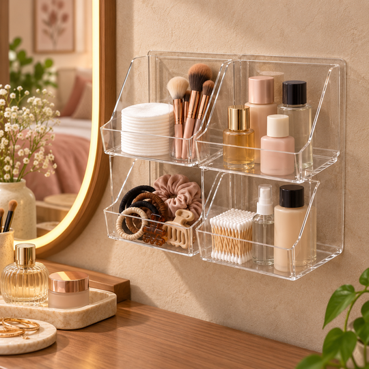 Space Saver Wall Organiser in vanity setting