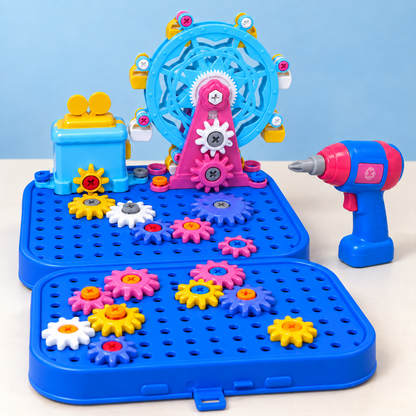 Spin Construction Kit with drill, gear boards and Ferris wheel