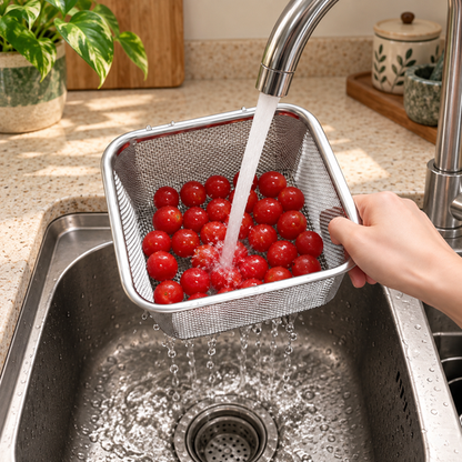 Fruit rinsing in removable mesh basket