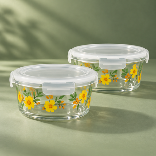 SunBloom Glass Container Set on sage green background