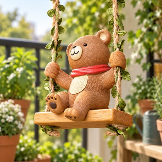 Swinging Bear Garden Décor side angle