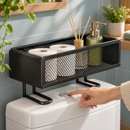 Raised support feet leave access to the flush button