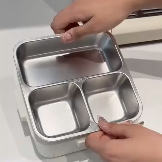 Three-section stainless-steel meal box insert