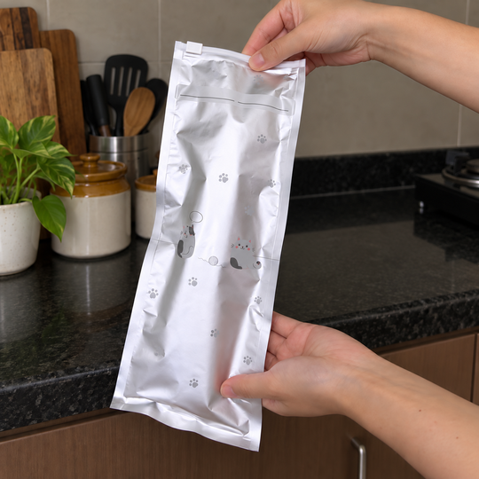 Veggie Storage Bag held to show the resealable closure