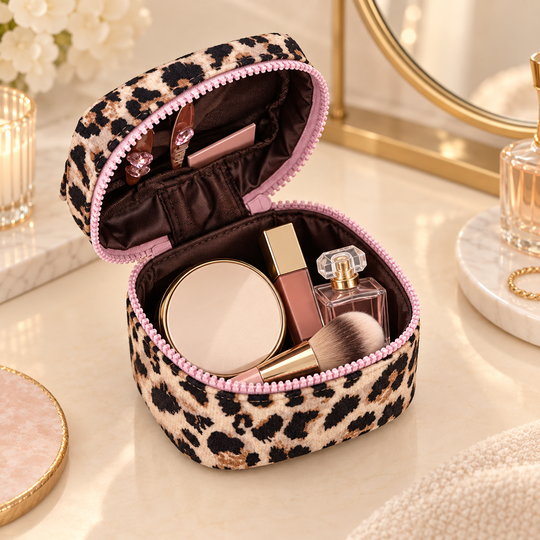 Open Wild Chic Makeup Organizer showing cosmetics
