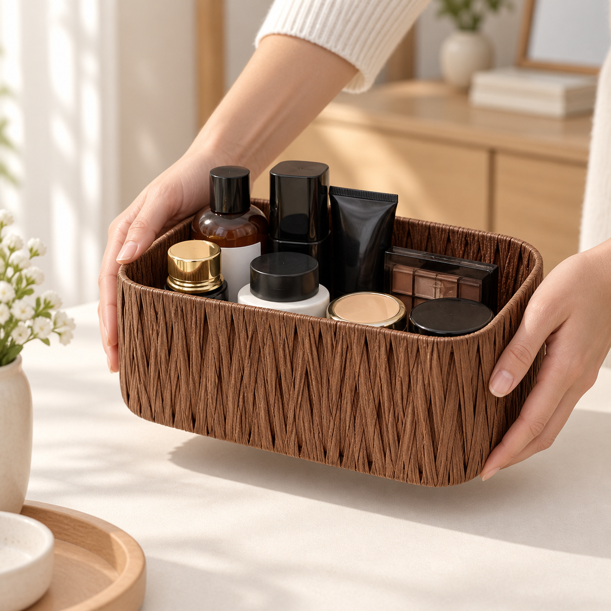 Woven Vanity Organizer easy move