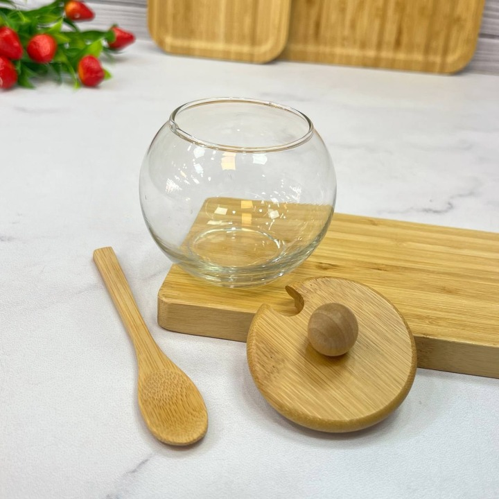 Glass Jars With Wood Tray