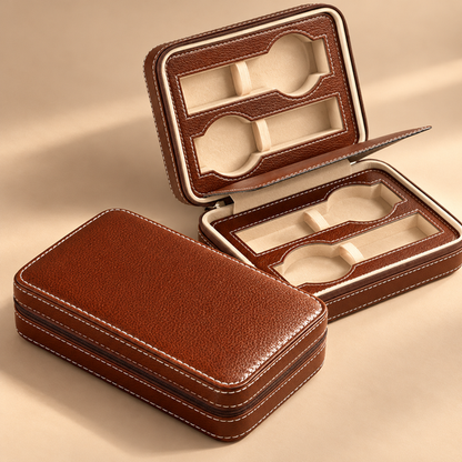 Zippered Watch Storage Case shown open and closed