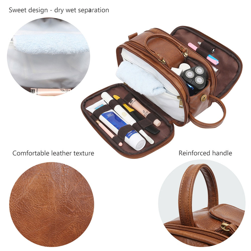 Premium Leather Toiletry Bag